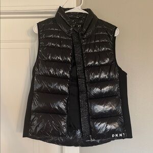 DKNY Shiny Black Quilted Vest